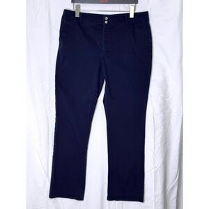 CHAPS Women Navy Blue Cotton Stretch Straight Leg Cropped Pants Size 16